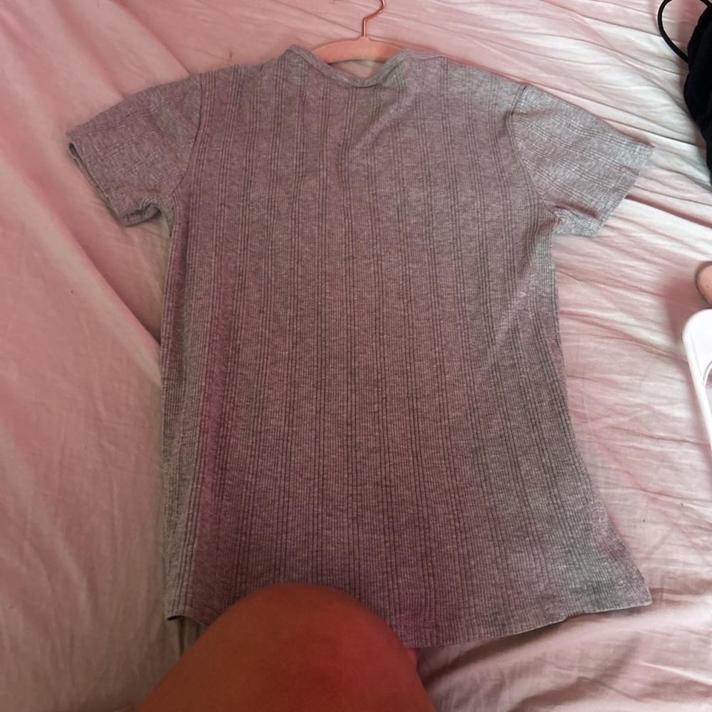 Zara Heather Gray Ribbed Tee